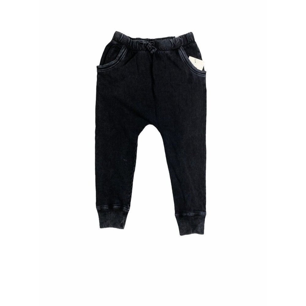 Stem Boys Jogger Pants Black Adjustable Drawstring Waist Pockets Cotton 6‎ New